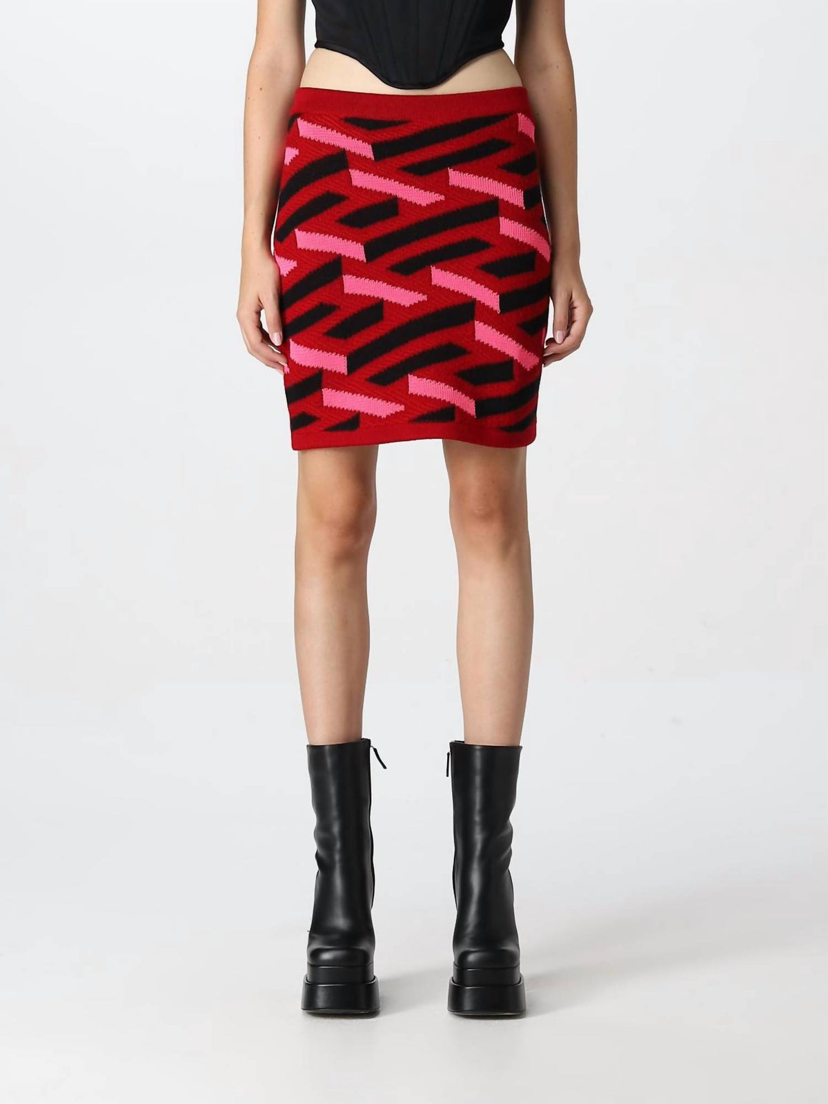 Versace - La Greca Wool Blend Knit Skirt