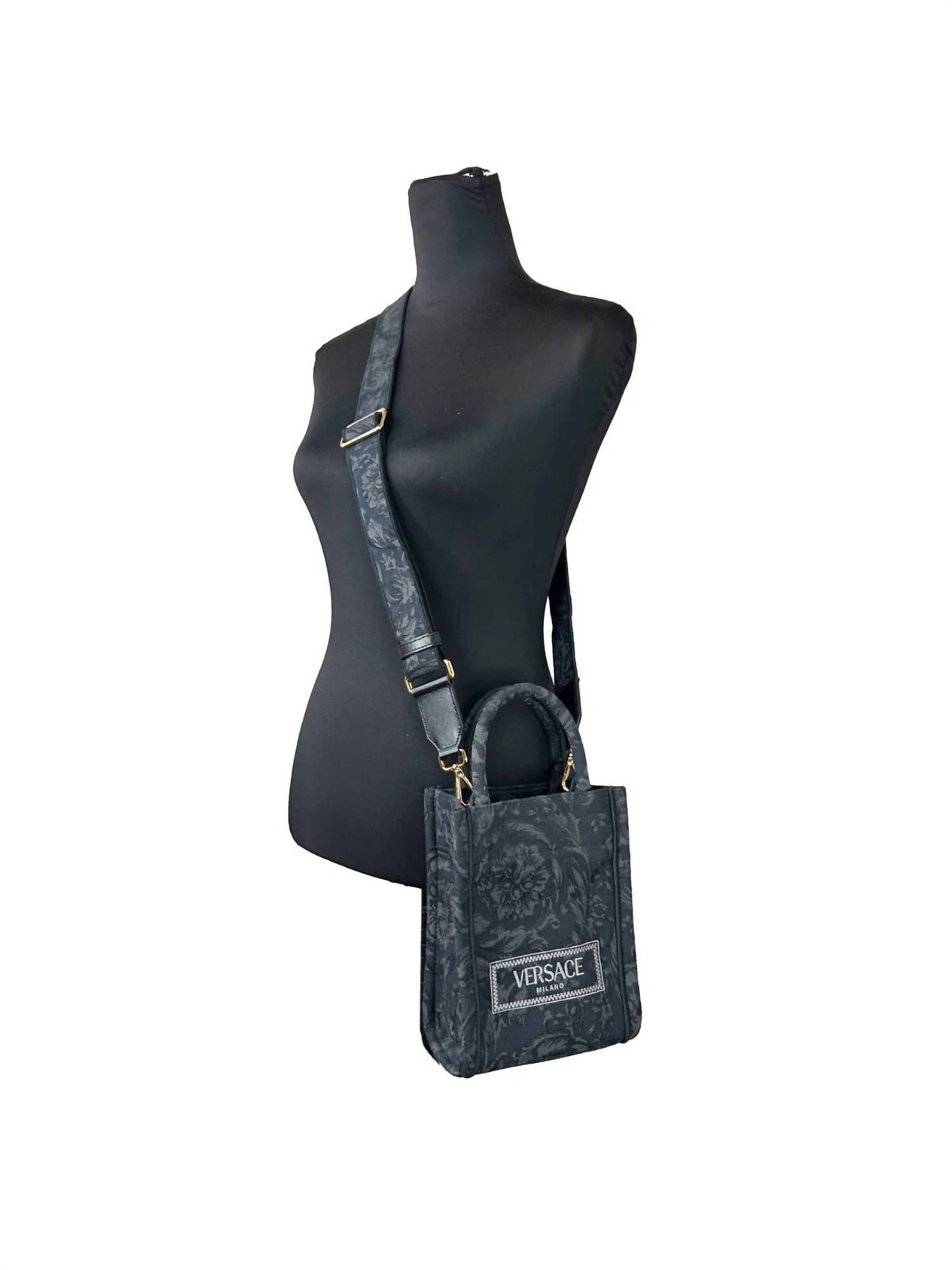 Versace - Women's Barocco Mini Top Handle Crossbody Bag - bags - black - canvas