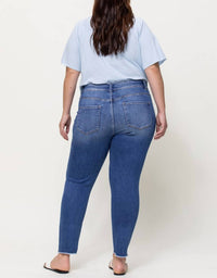 Vervet By Flying Monkey - Amber Mid Rise Crop Skinny Jeans - Plus - blue - clothing - cotton