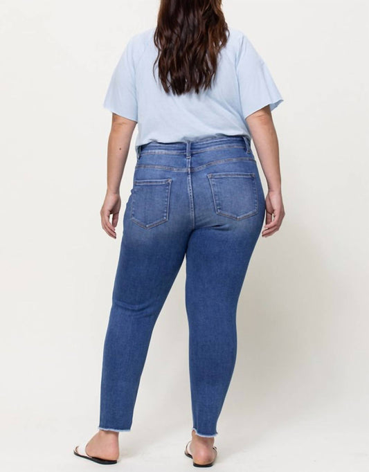 Vervet By Flying Monkey - Amber Mid Rise Crop Skinny Jeans - Plus - blue - clothing - cotton