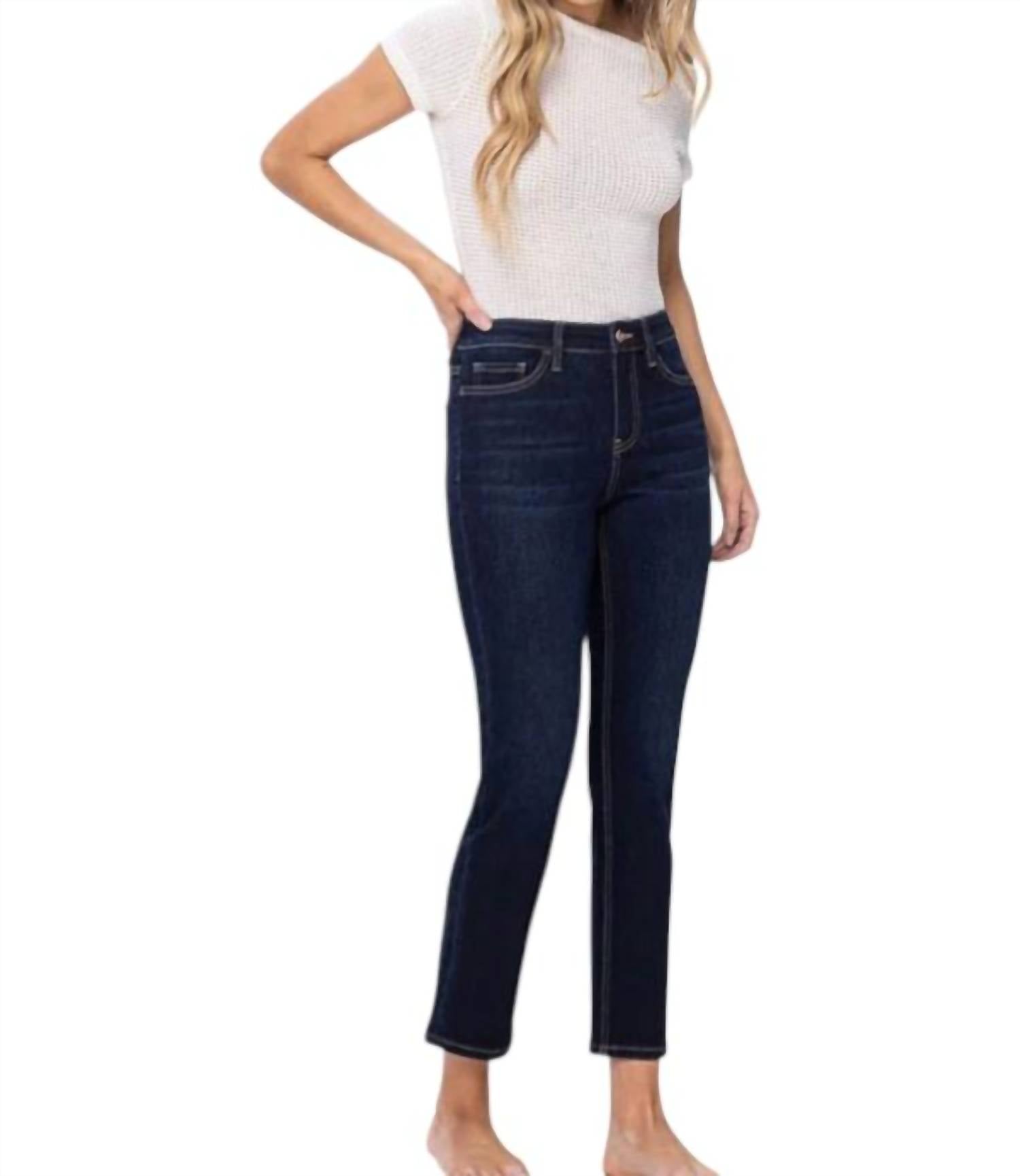 Vervet By Flying Monkey - Brea Ankle Slim Straight Jeans - Plus - ankle - blue - clothing