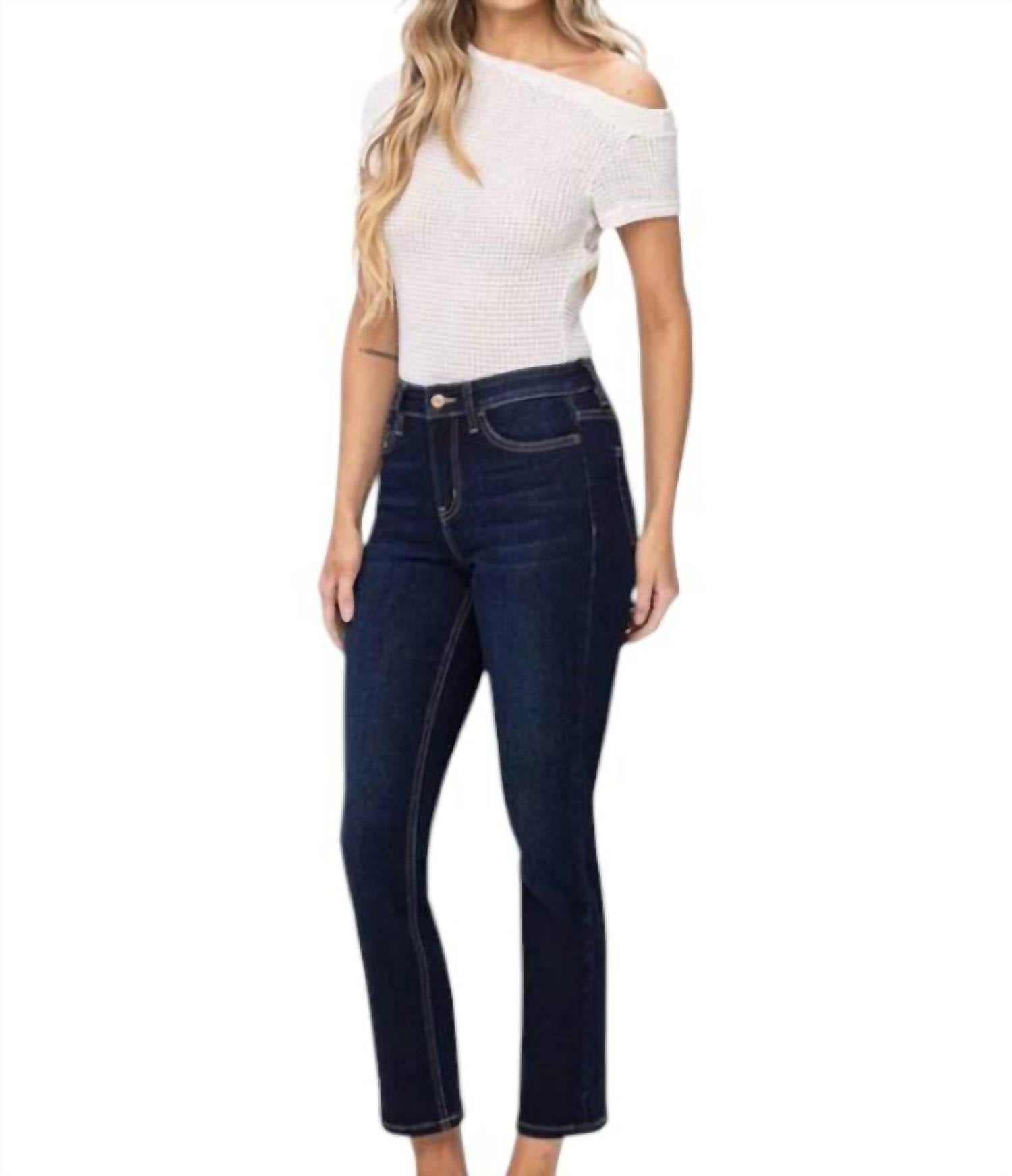 Vervet By Flying Monkey - Brea Ankle Slim Straight Jeans - Plus - ankle - blue - clothing