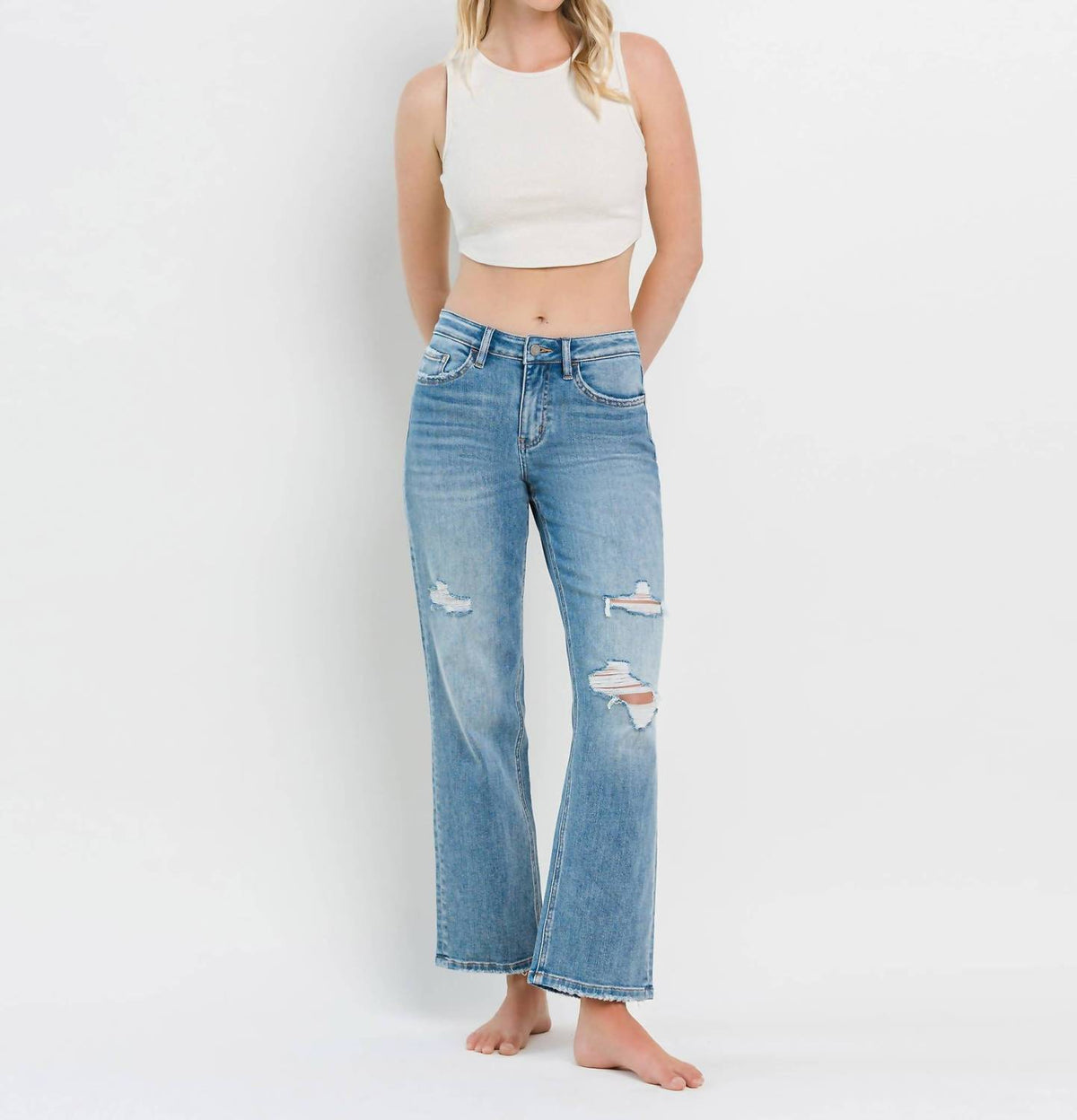 Vervet By Flying Monkey - Distressed Straight Leg Jeans