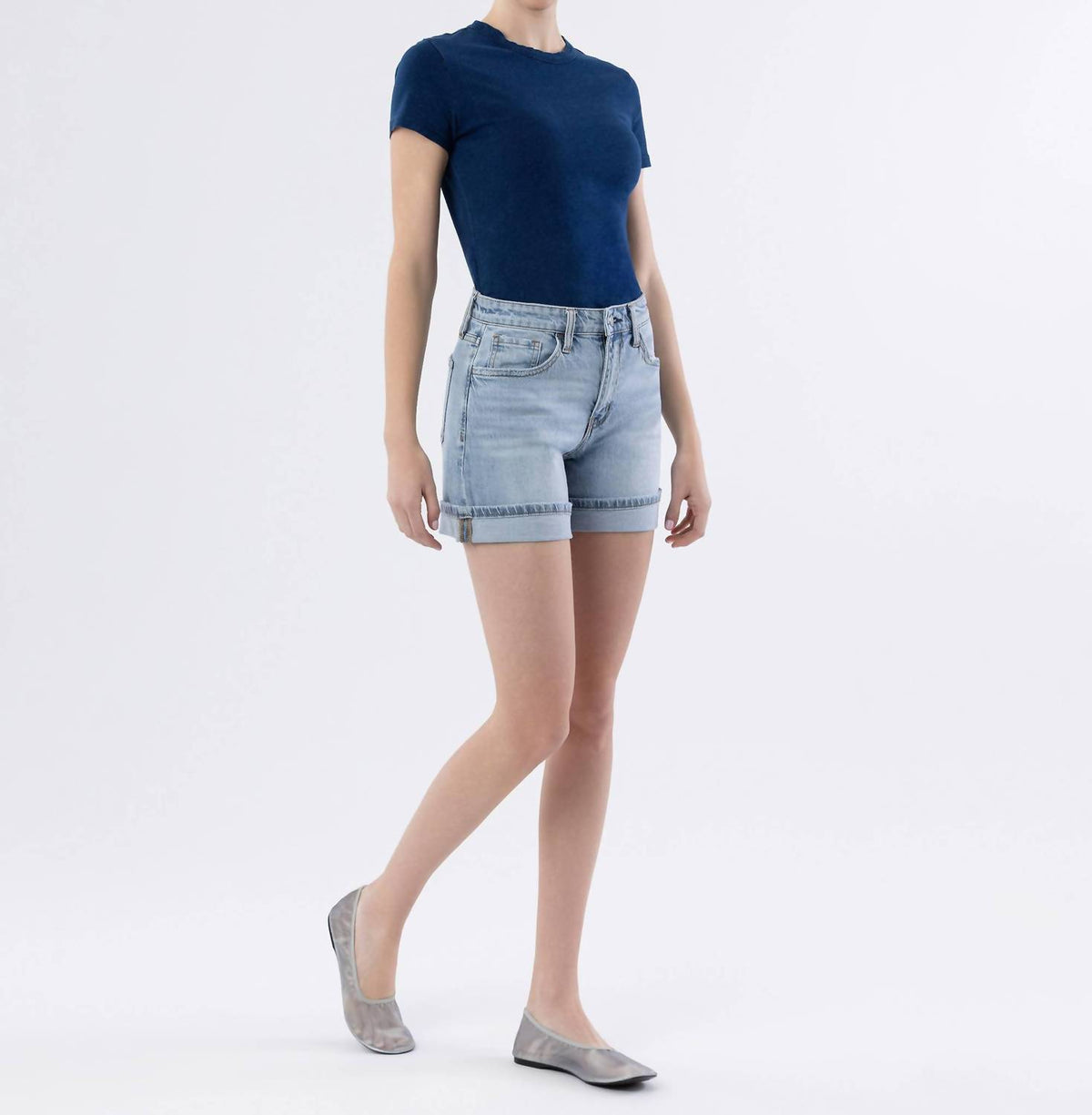 Vervet By Flying Monkey - Rebecca Cuffed Denim Shorts