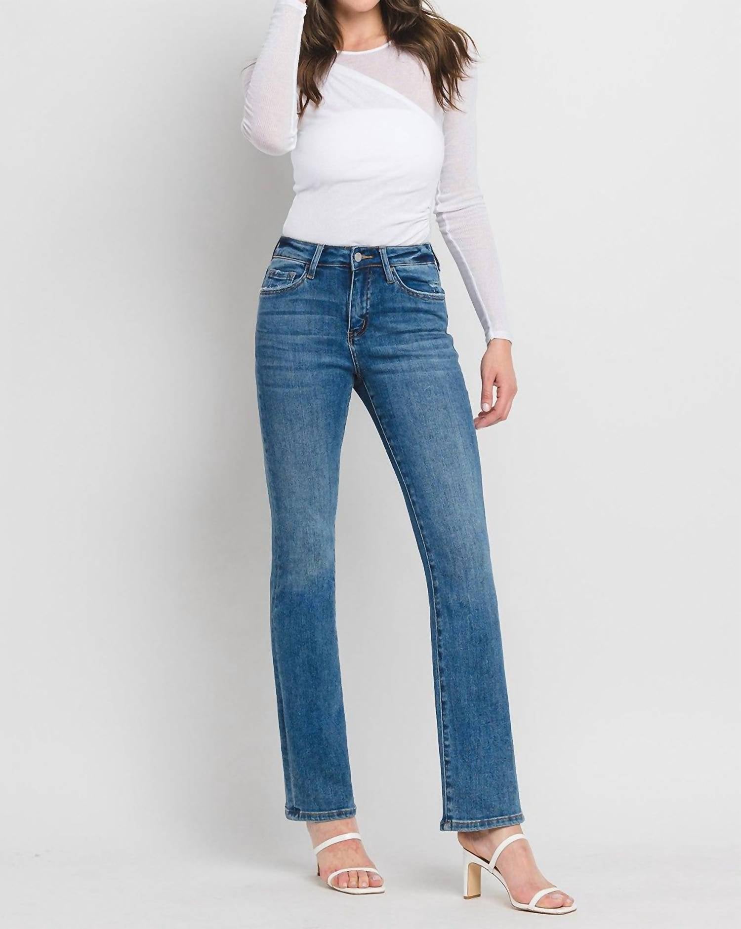 Vervet By Flying Monkey - Stephanie High Rise Bootcut Denim Jean - boot - cut - brown - clothing