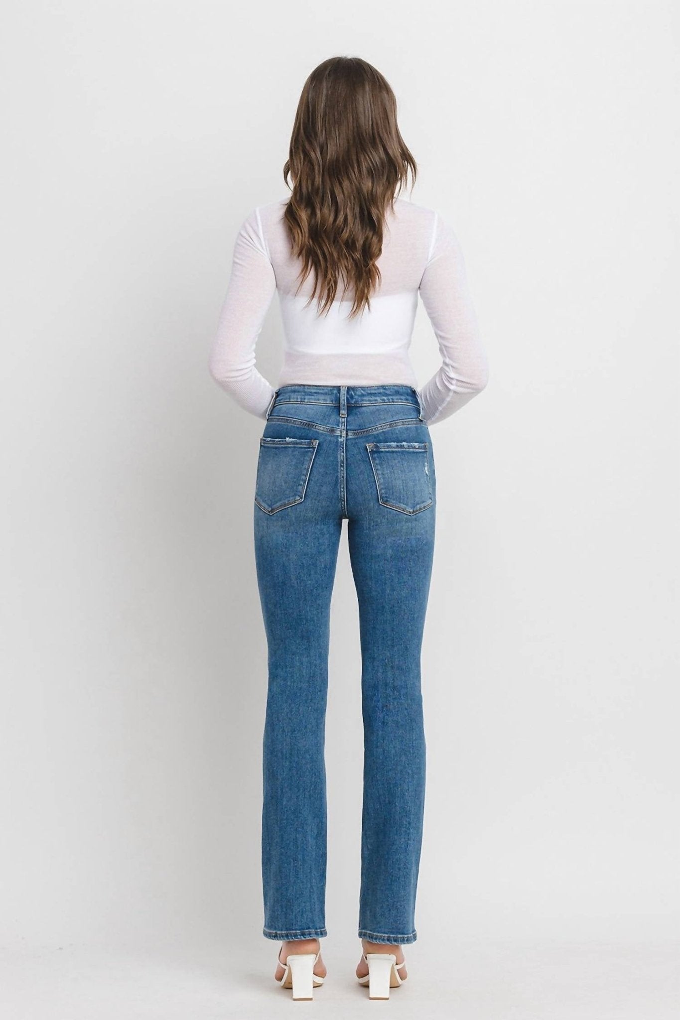 Vervet By Flying Monkey - Stephanie High Rise Bootcut Denim Jean - boot - cut - brown - clothing
