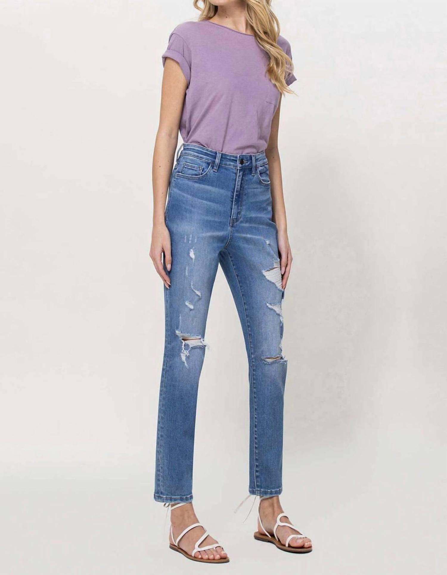 Vervet By Flying Monkey - Stretch Relaxed Jean - ankle - blue - clothing