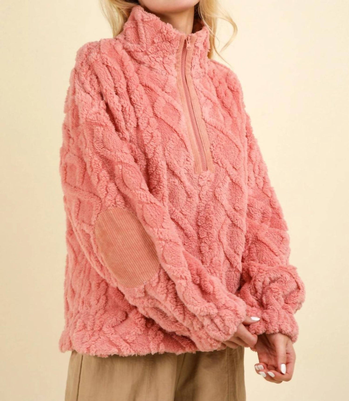 Very J - Feeling Cozy Textured Fleece Pullover Jacket