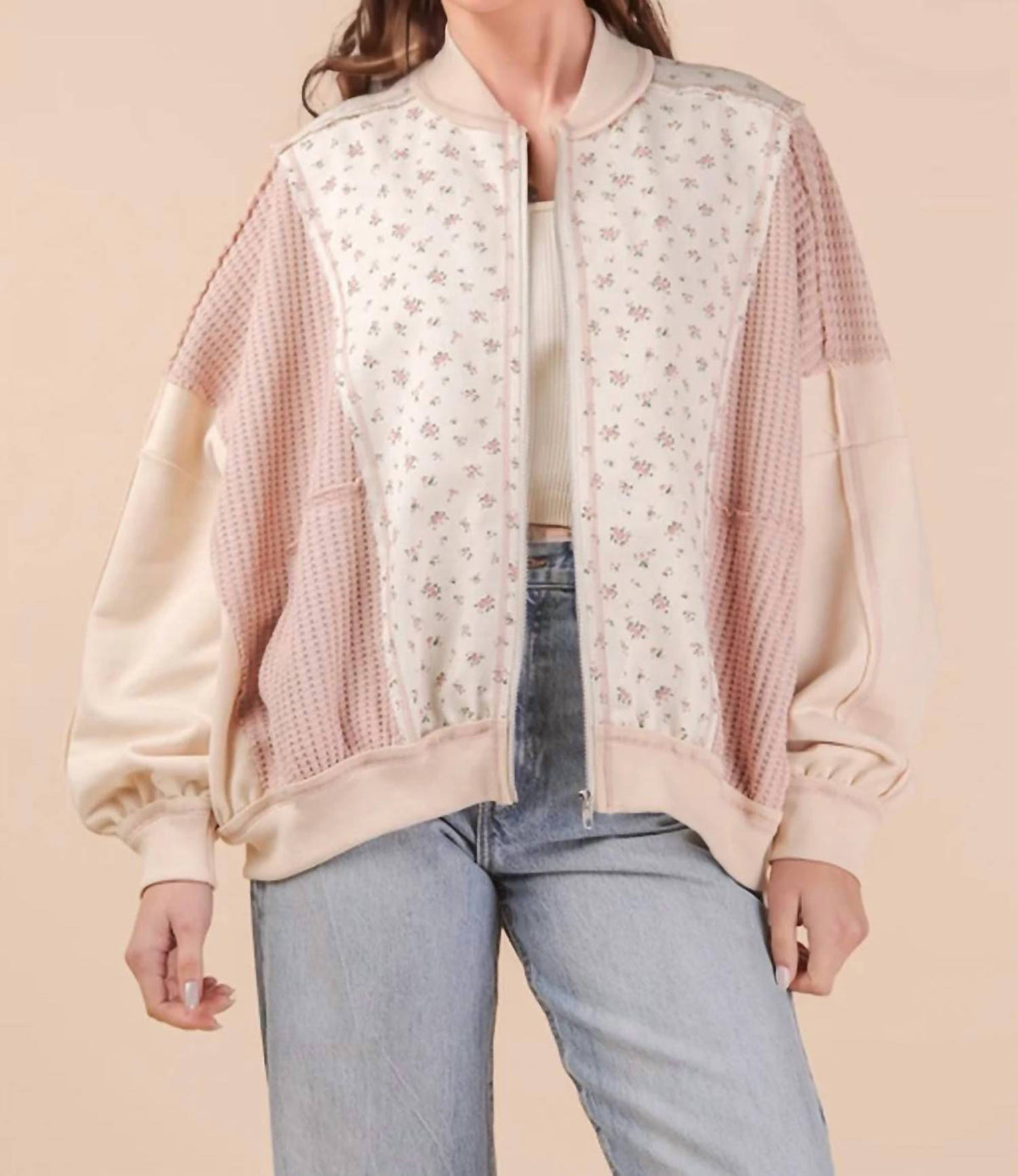 Very J - Floral Printed Oversized Jacket