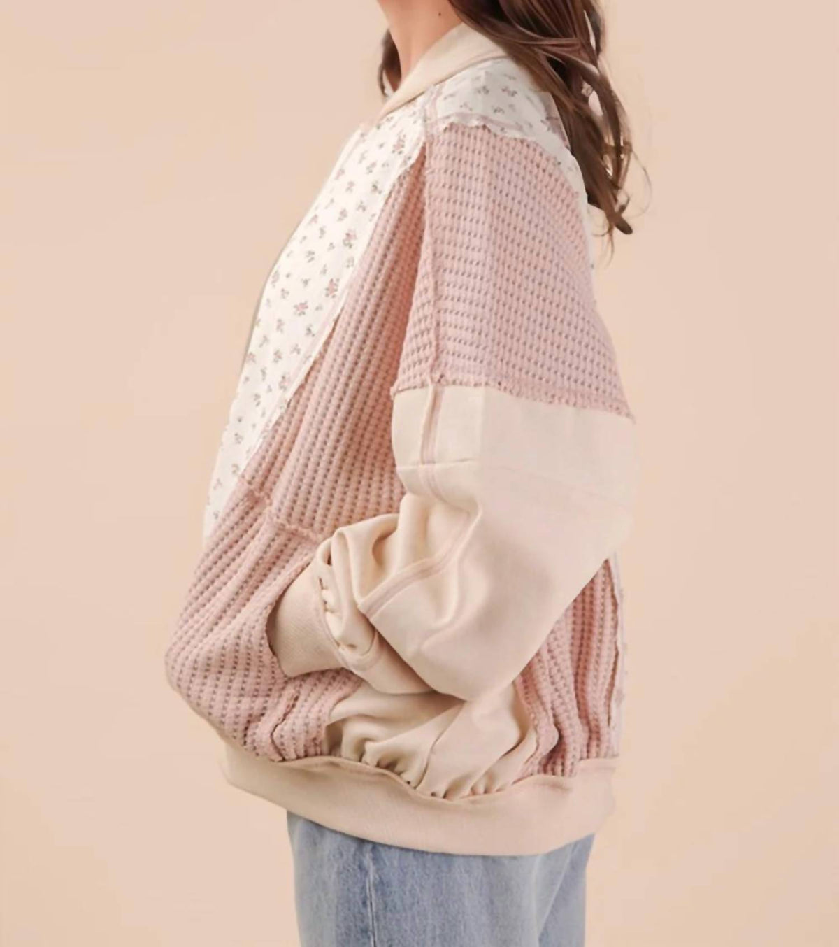 Very J - Floral Printed Oversized Jacket