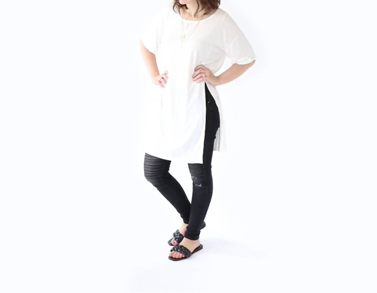 Very J - Side Slit Scoop Neck Top