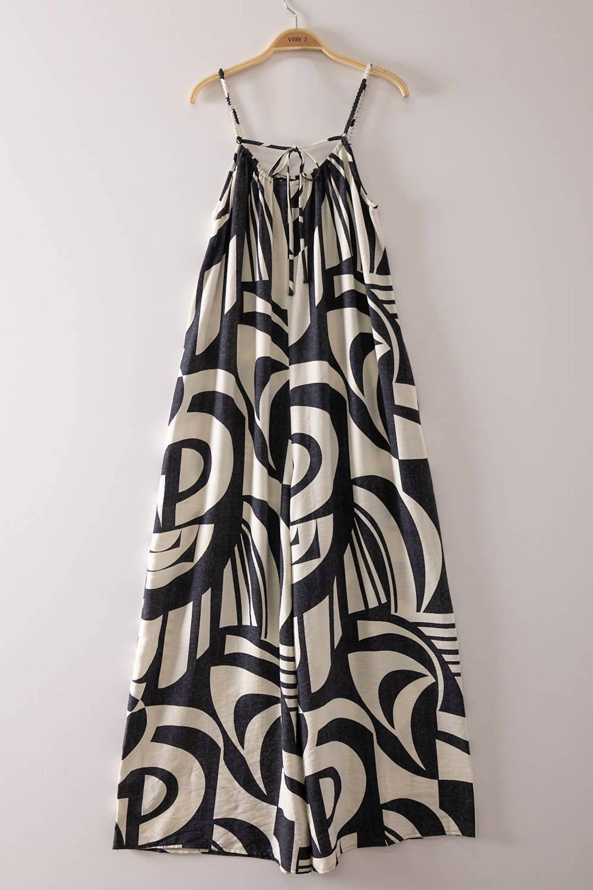 Very J - Women's Sleeveless Oversized Abstract Print Jumpsuit