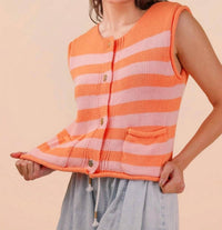 Very J - Stripe Button Down Top