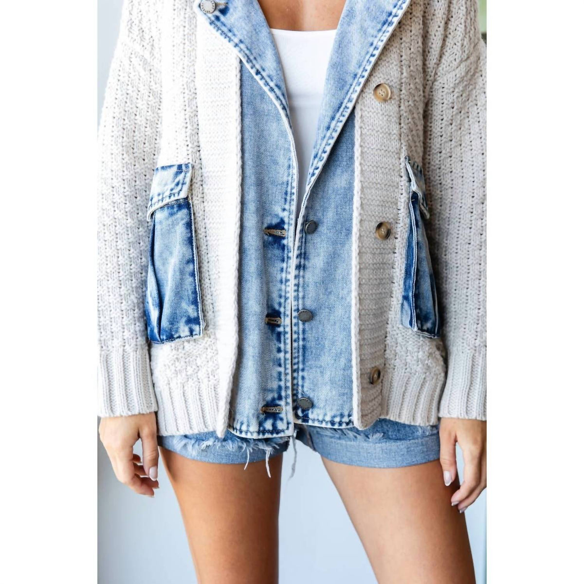 Veveret - Knit Body Layerd Jacket