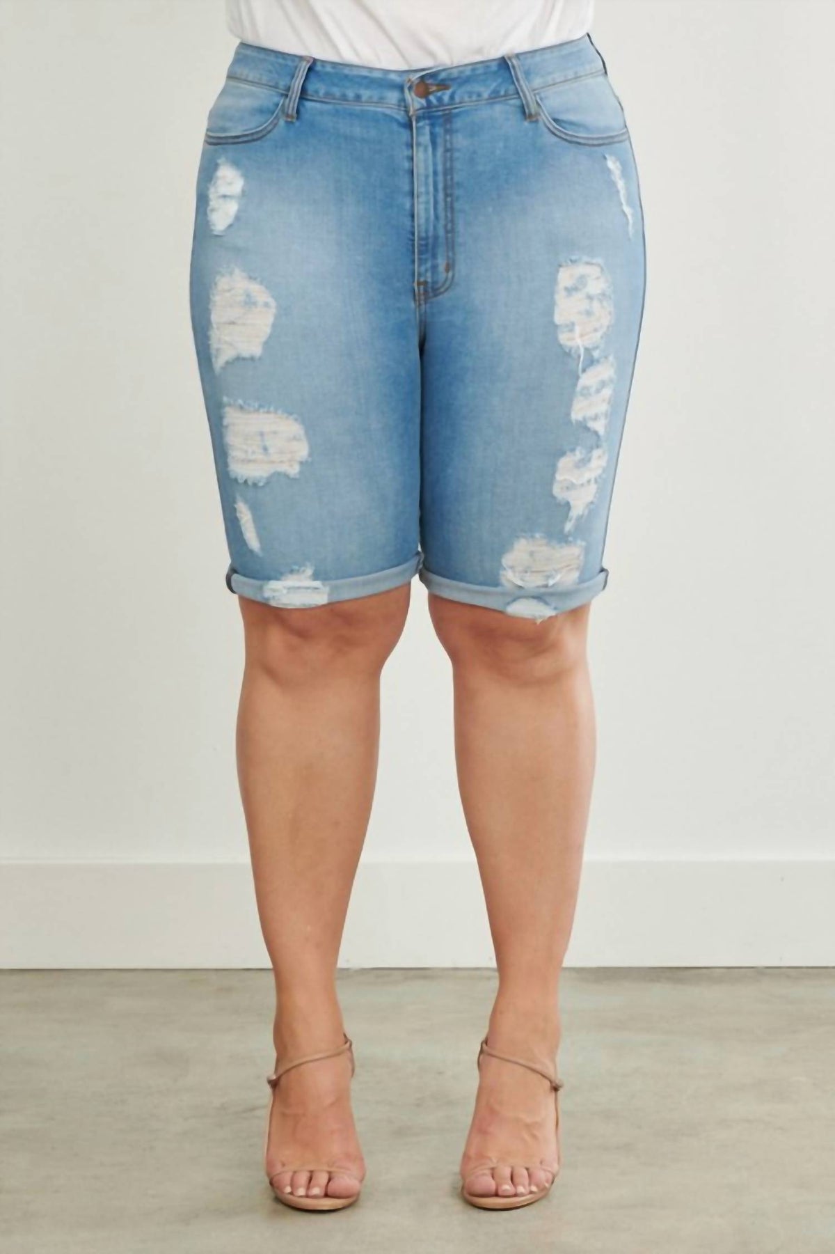 Vibrant M.I.U - Distressed Bermuda Shorts - Plus
