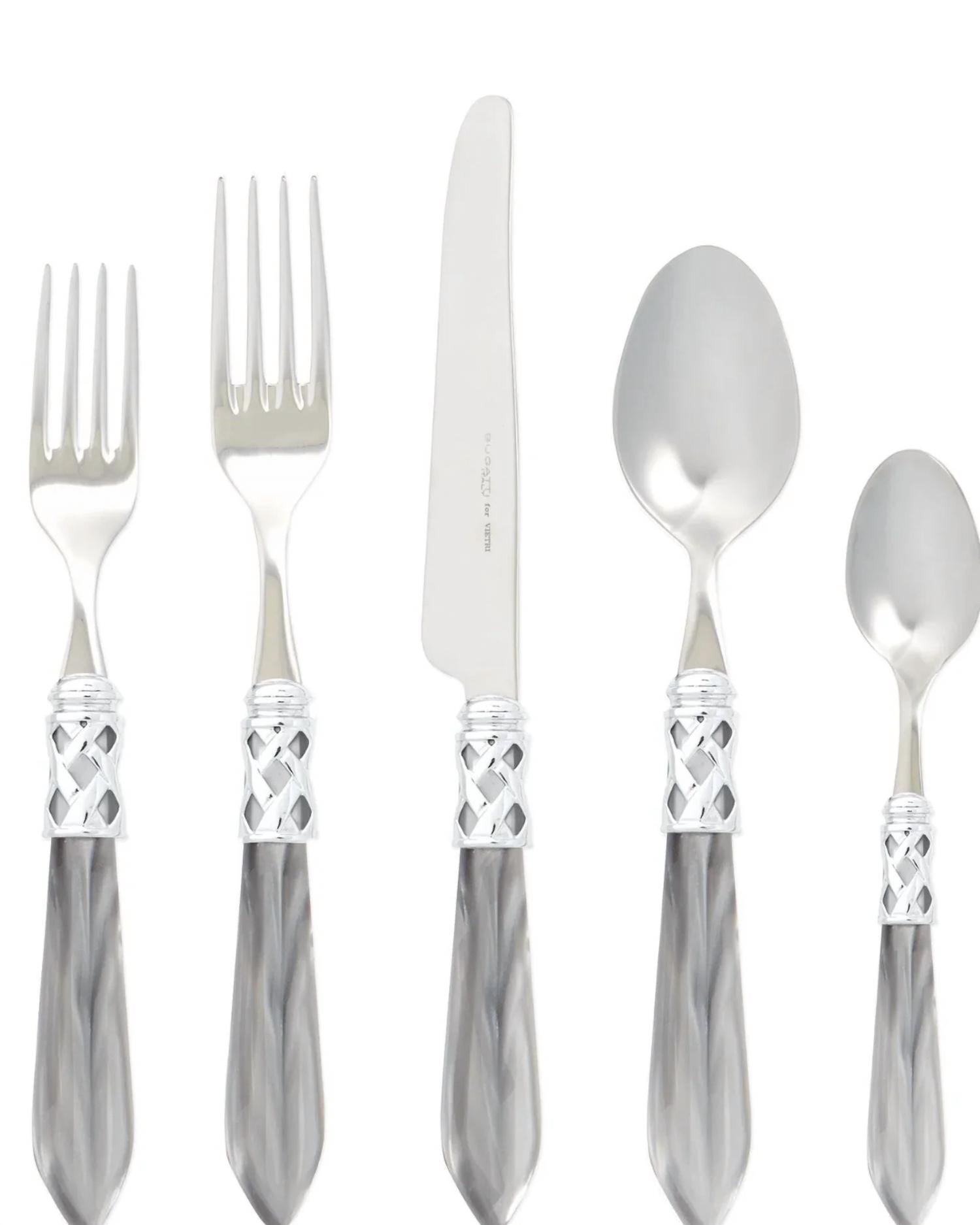 Vietri - Aladdin Brilliant Flatware Place Setting - dining - dinnerware - grey