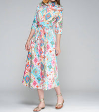 Vilagallo - Brenda Ikat Midi Dress - clothing - cotton - dresses