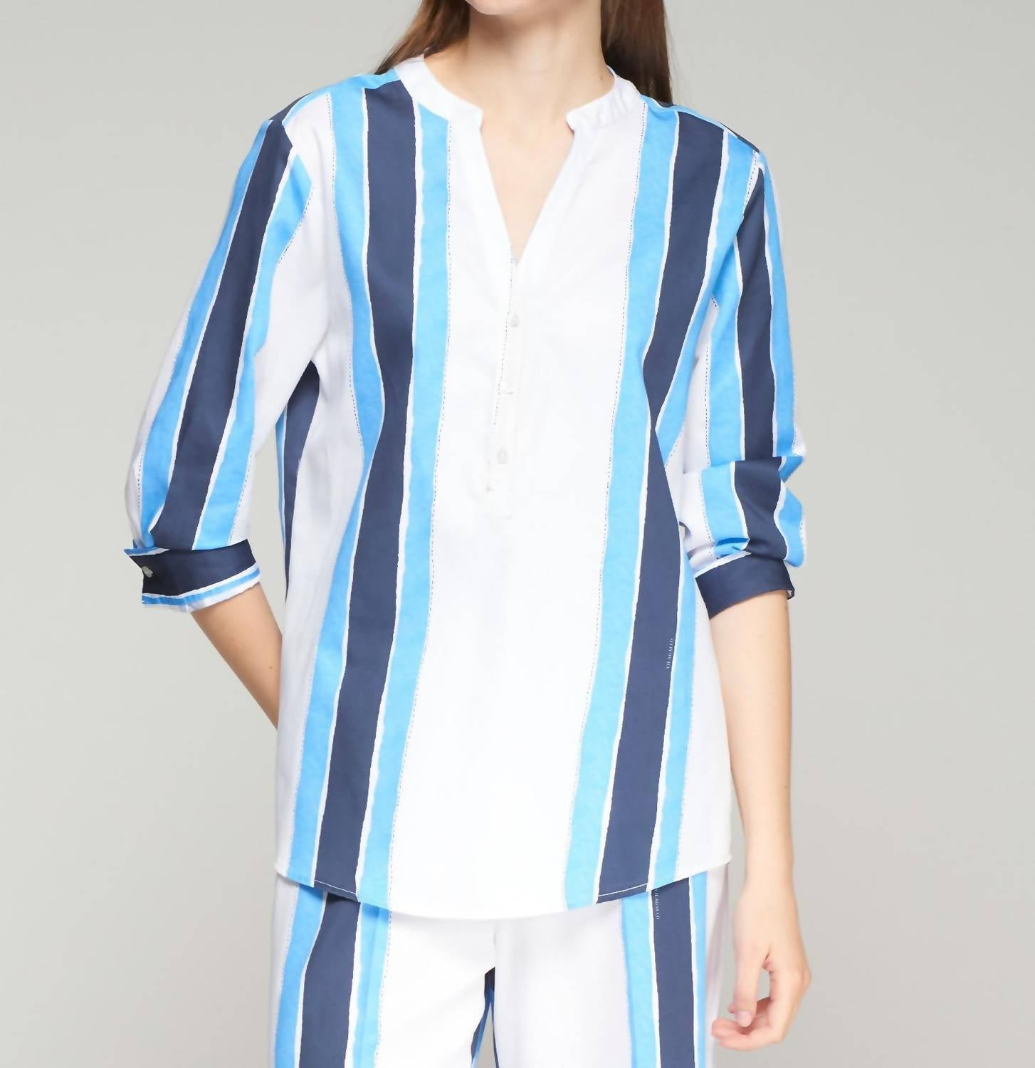 Vilagallo - Carlota Acuarela Blouse - blouses - blue - clothing