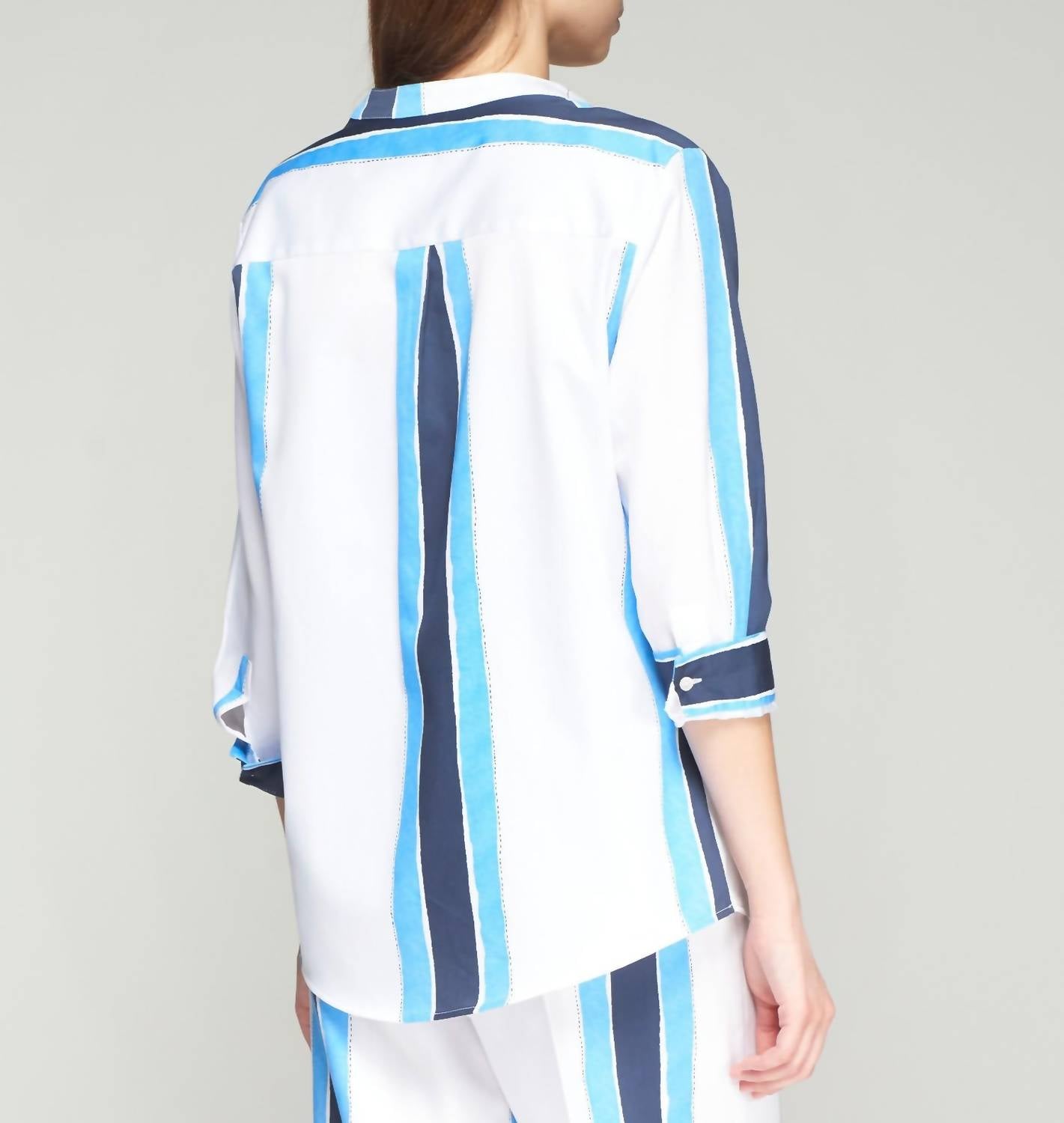 Vilagallo - Carlota Acuarela Blouse - blouses - blue - clothing