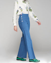 Vilagallo - Cute As A Button Jeans - blue - clothing - lyocell