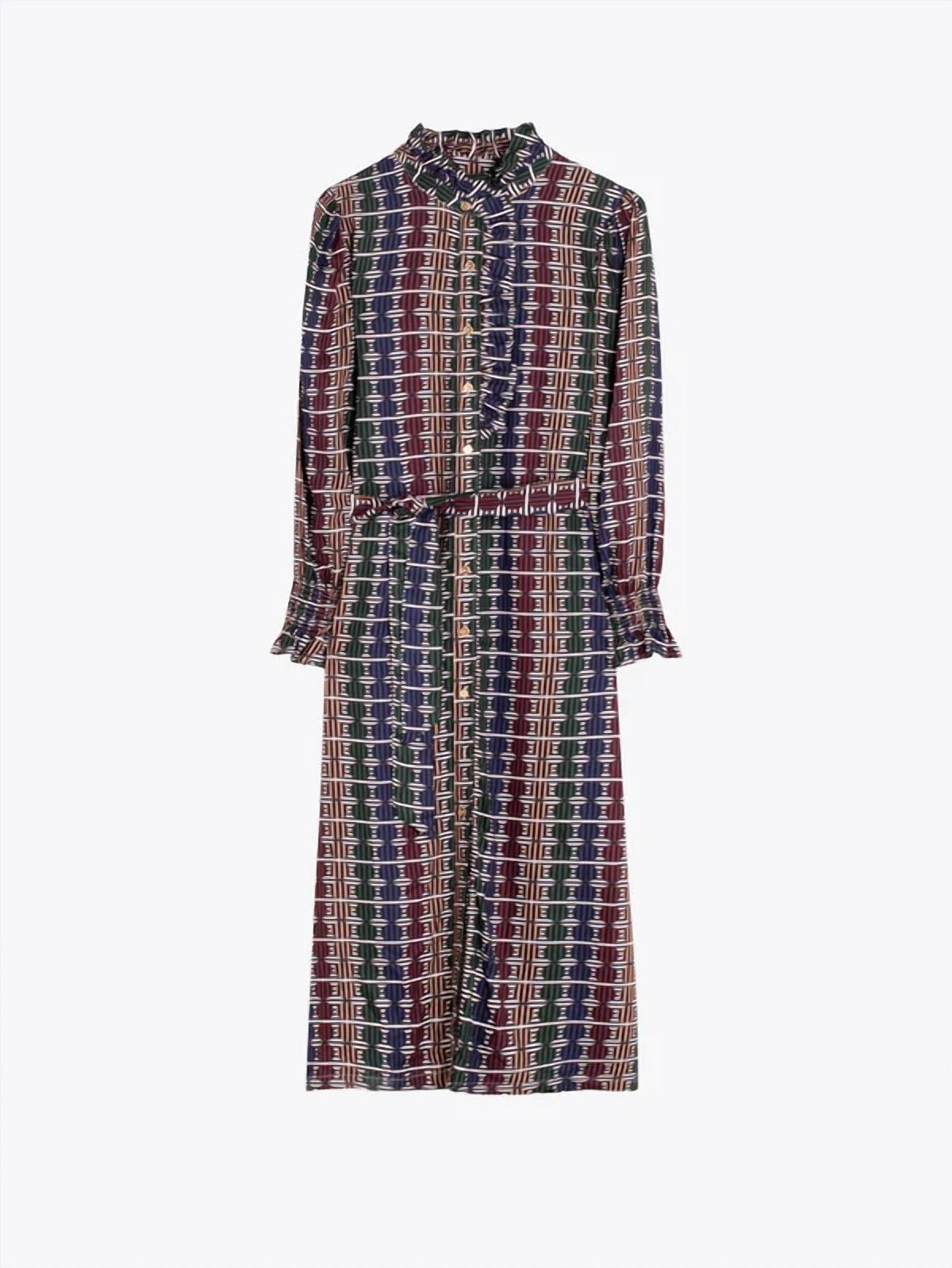 Vilagallo - Geo Circle Stripe Midi Dress