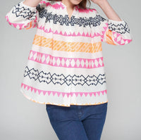 Vilagallo - Geometric Print Shirt - blouses - clothing - cotton