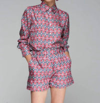 Vilagallo - Geometric Print Silk Shirt - button - down - shirts - clothing - geometric