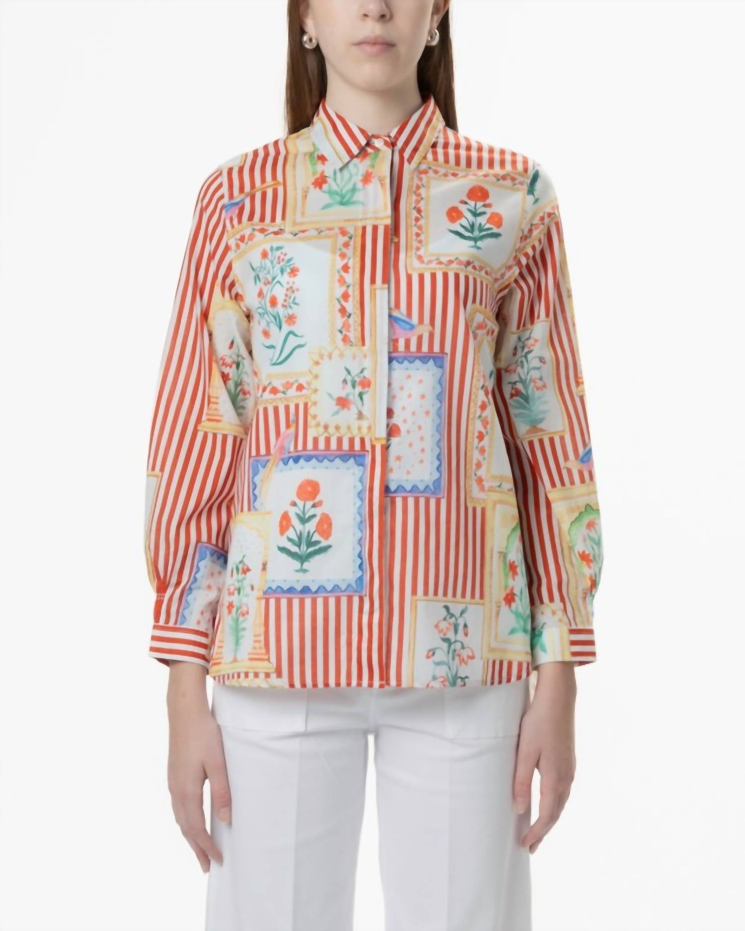 Vilagallo - Italian Summer Button Down Top - button - down - shirts - clothing - cotton
