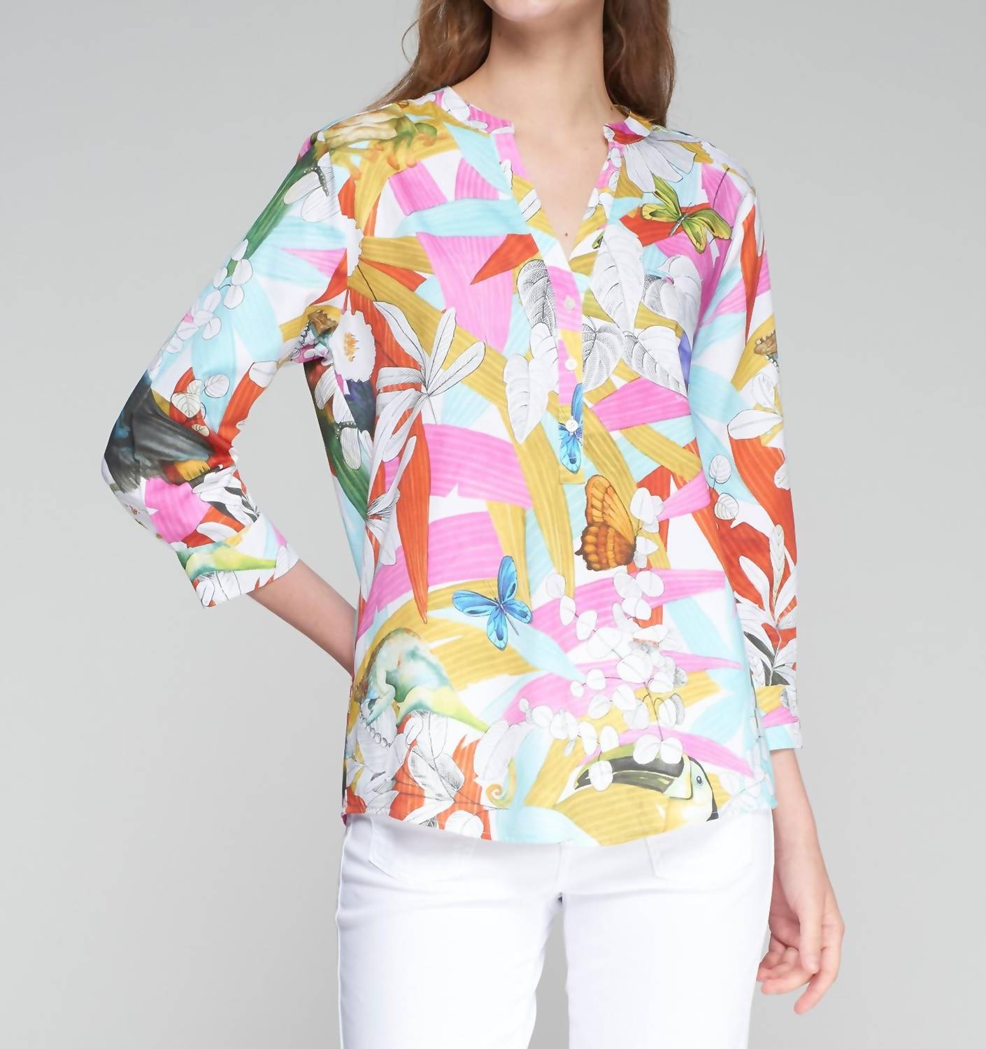 Vilagallo - Jungle Print Blouse - blouses - clothing - cotton