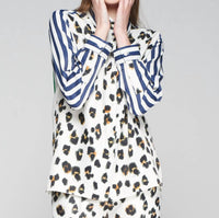 Vilagallo - Leopard Print Top - animal - button - down - shirts - clothing