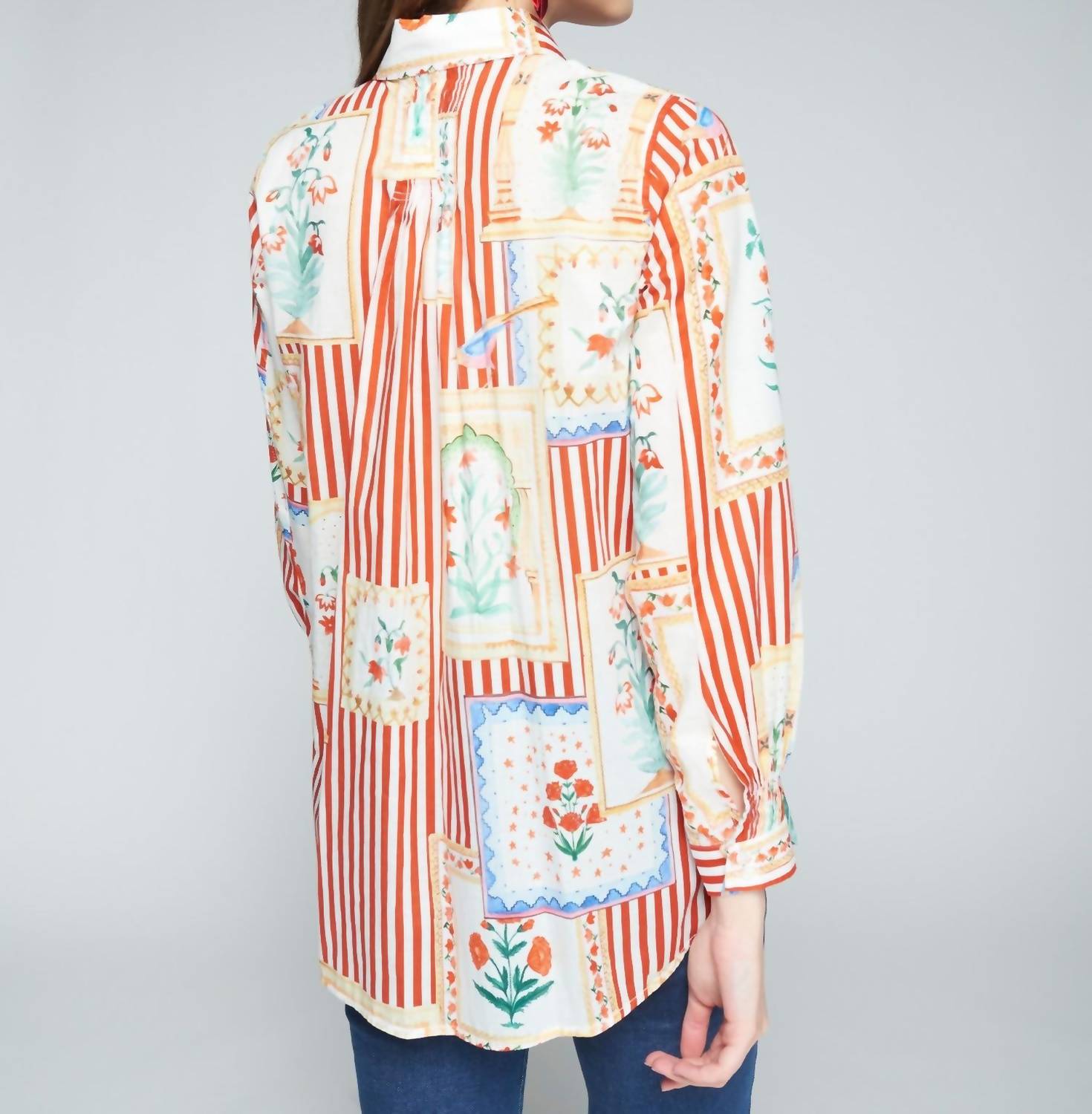 Vilagallo - Patchwork Stripes Shirt - button - down - shirts - clothing - cotton