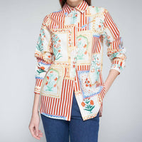 Vilagallo - Patchwork Stripes Shirt - button - down - shirts - clothing - cotton