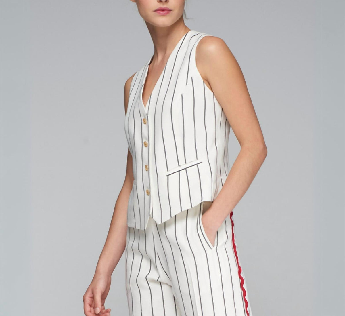 Vilagallo - Pinstripe Button Down Vest
