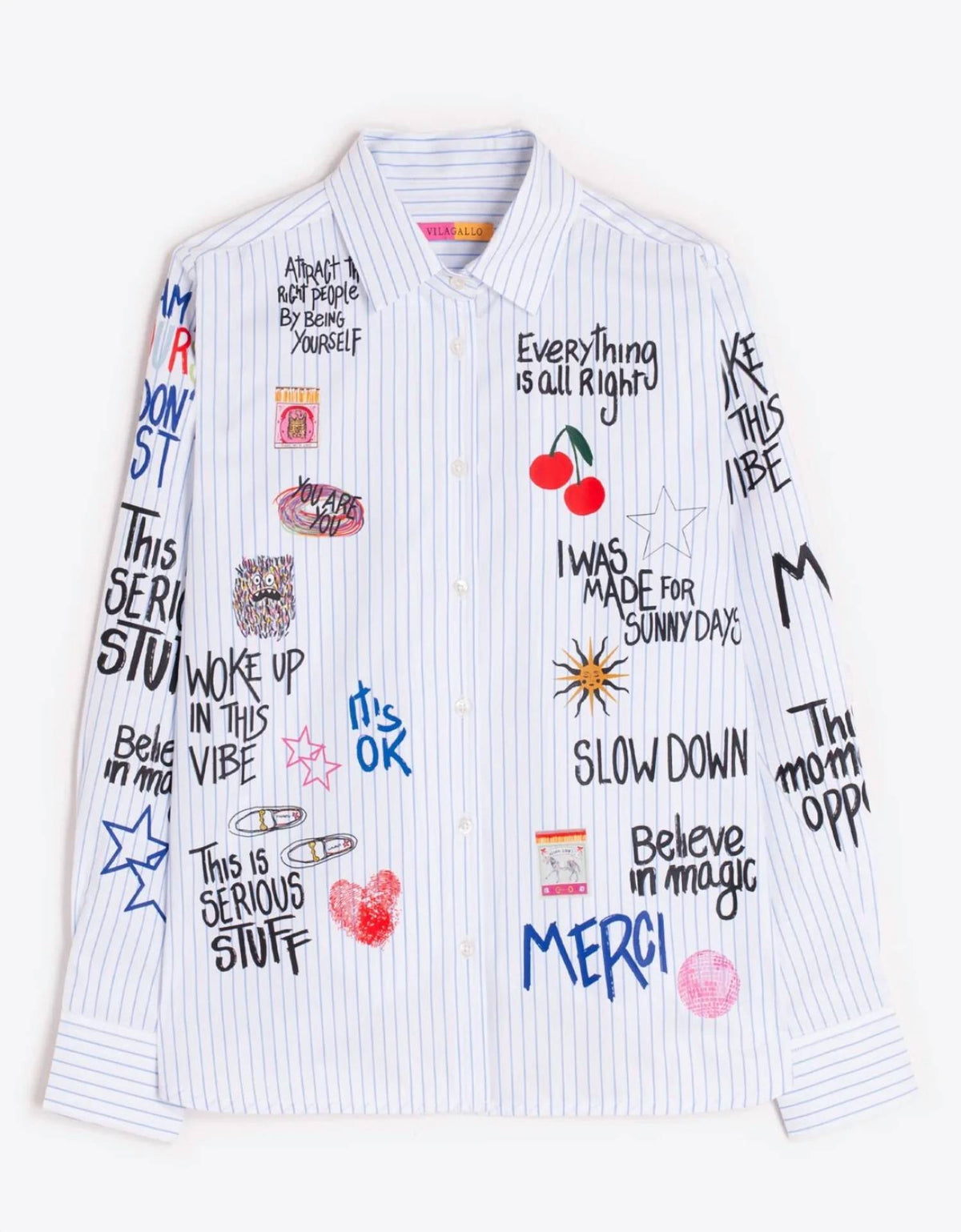 Vilagallo - Striped Graffiti Blouse
