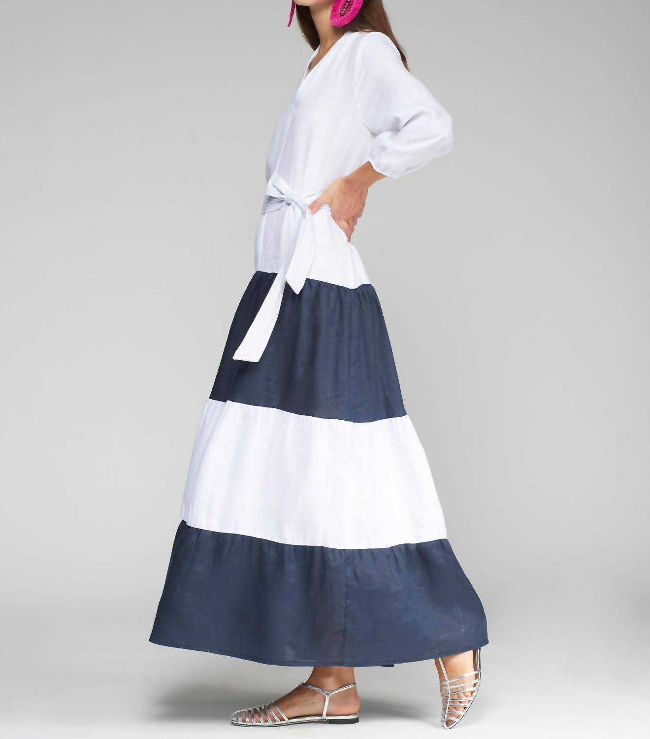 Vilagallo - Striped Linen Dress - clothing - dresses - linen