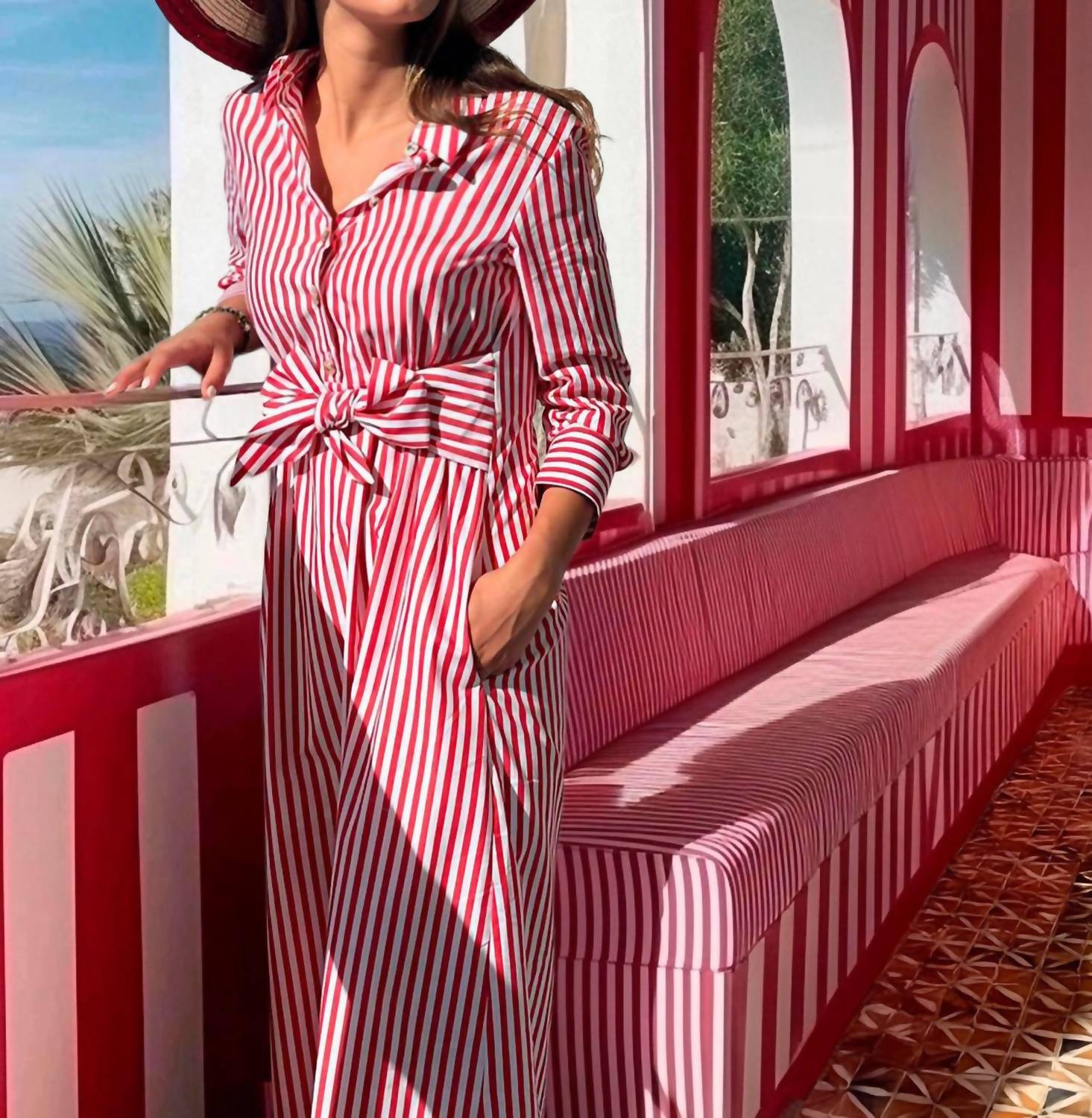 Vilagallo - Striped Midi Dress - clothing - cotton - dresses