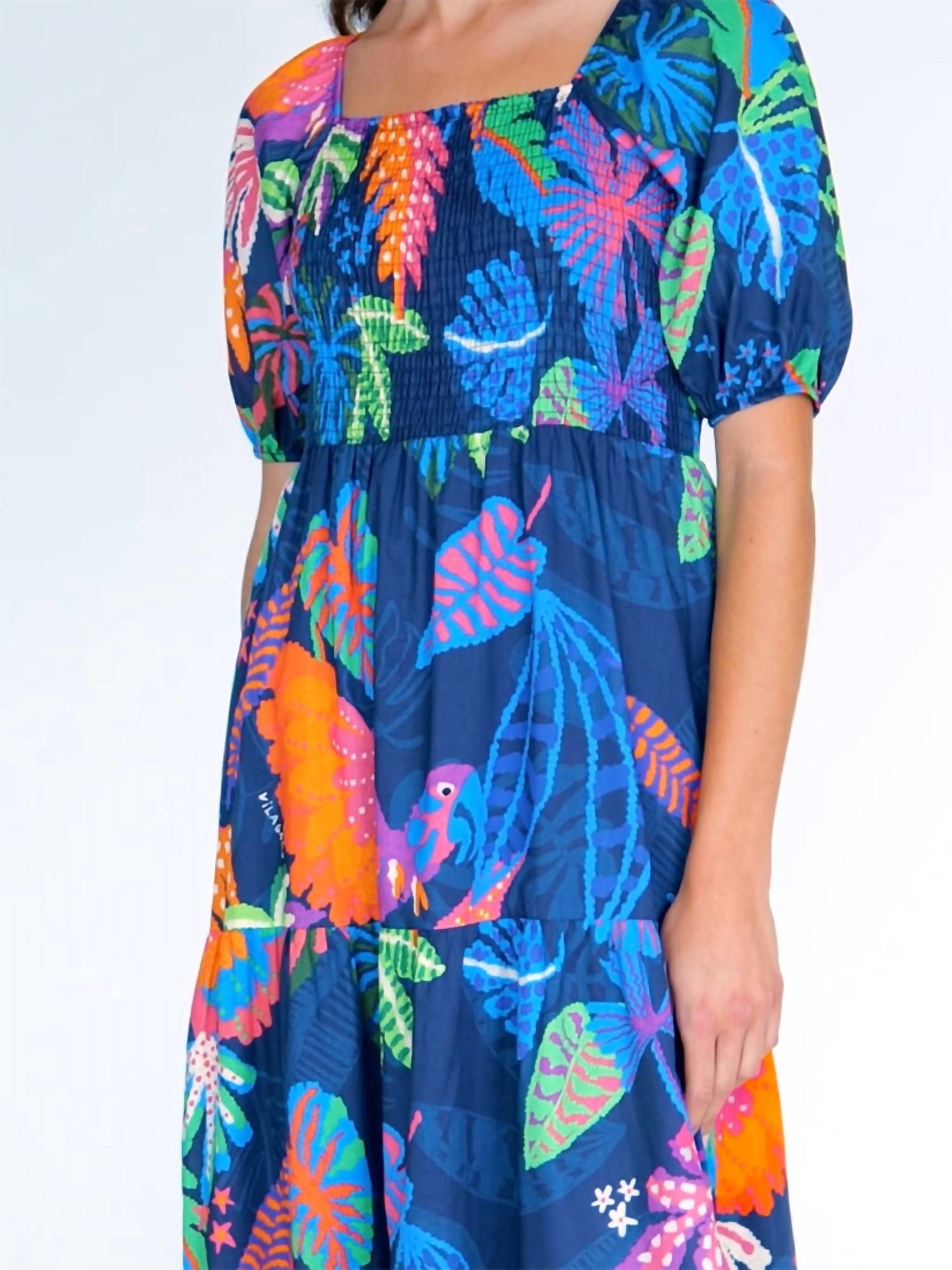 Vilagallo - Tora Midi Dress - blue - clothing - cotton