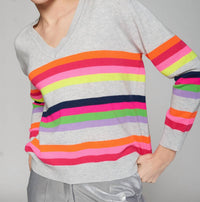 Vilagallo - V-neck Pullover Striped Sweater