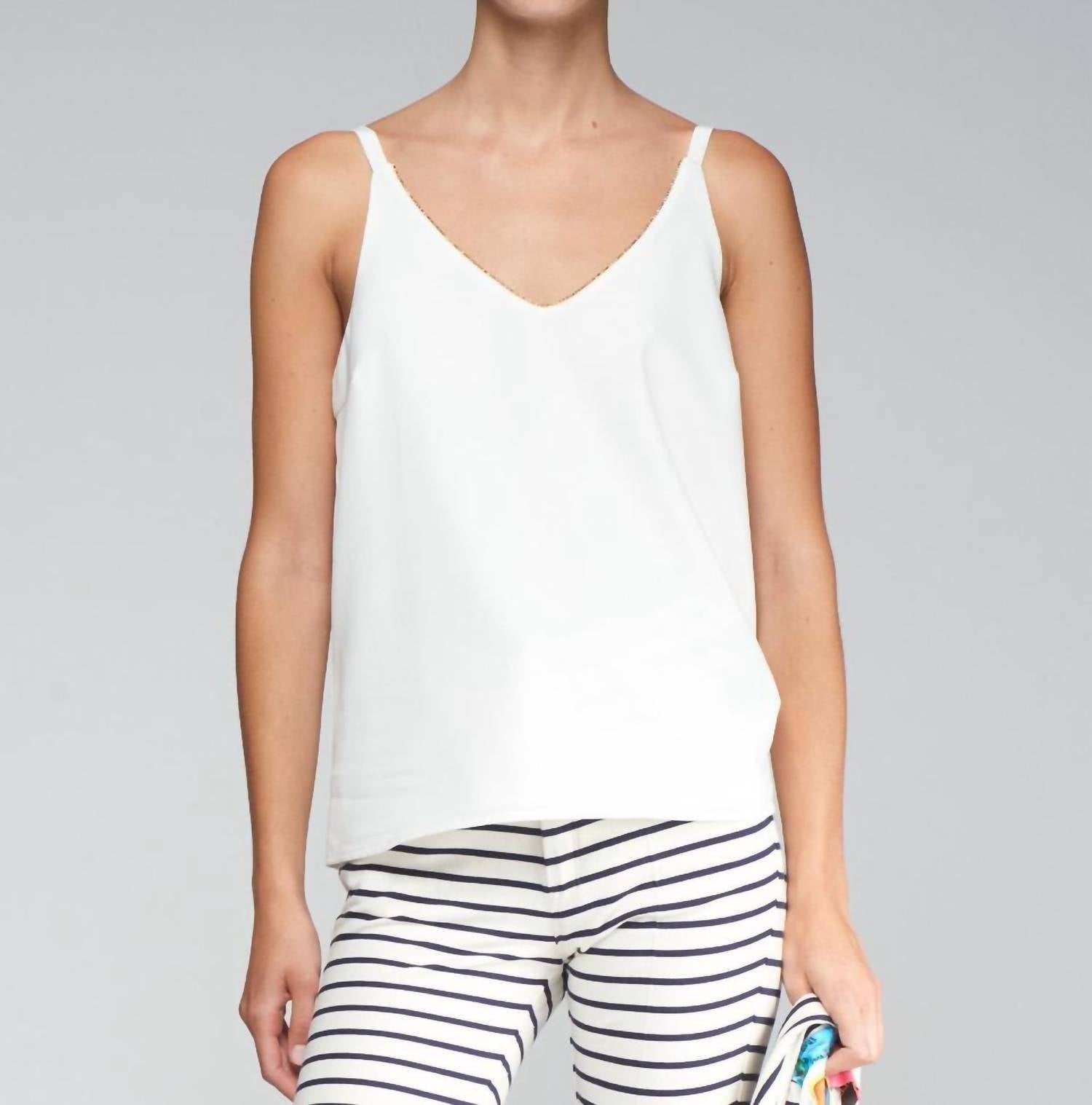 Vilagallo - Zina Crep Blanco Top - clothing - solid - tank - tops