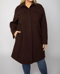 Vince - Brushed Wool Button Down Shirt Coat - Plus