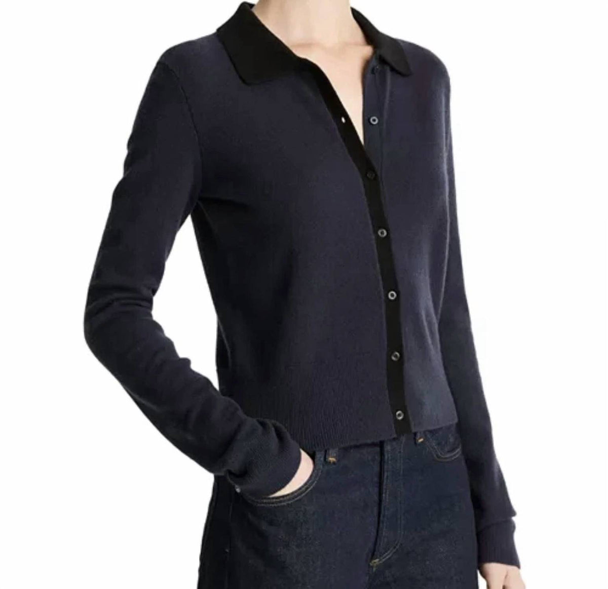 Vince - CONTRAST COLLARED SWEATER