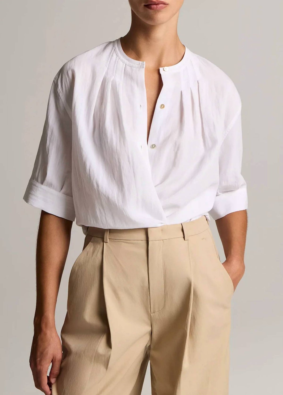 Vince - Gathered A-line Button-front Shirt