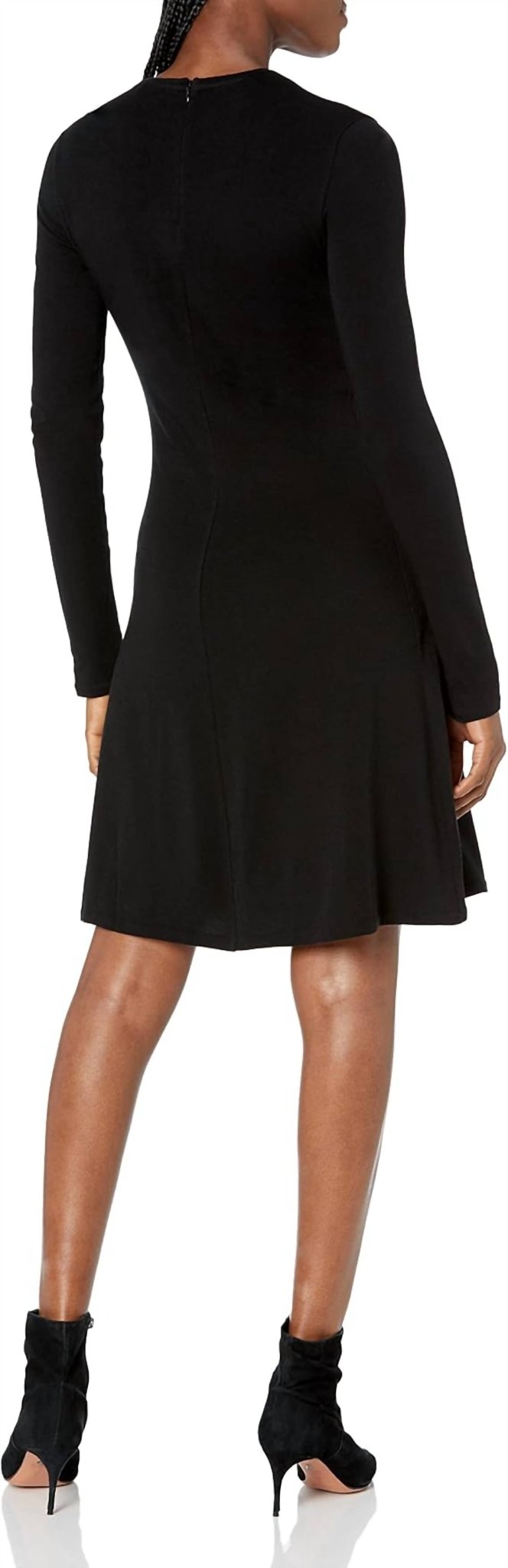 Vince - Long Sleeve Crew Neck Mini Dress - black - clothing - dresses