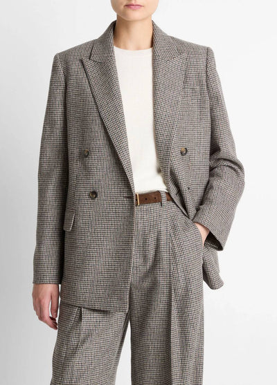 Vince - Plaid Wool-blend Double-breasted Blazer
