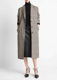 Vince - PRESSED PLAID CAR COAT