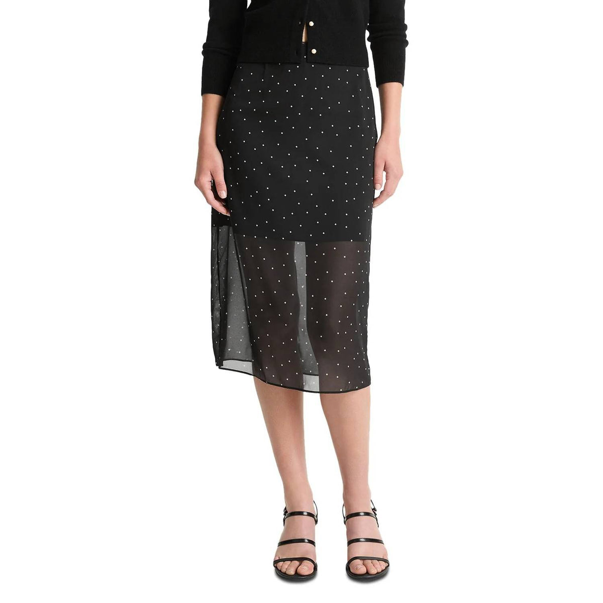 Vince - Sheer Dot Straight Midi Skirt