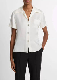 Vince - Silk Short-sleeve Button-front Shirt