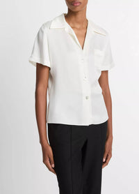Vince - Silk Short-sleeve Button-front Shirt
