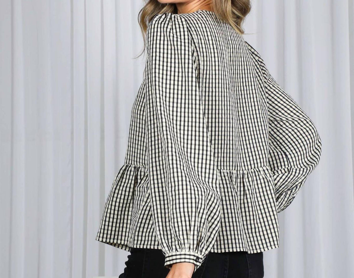 Vine & Love - Charming Gingham Bow Blouse