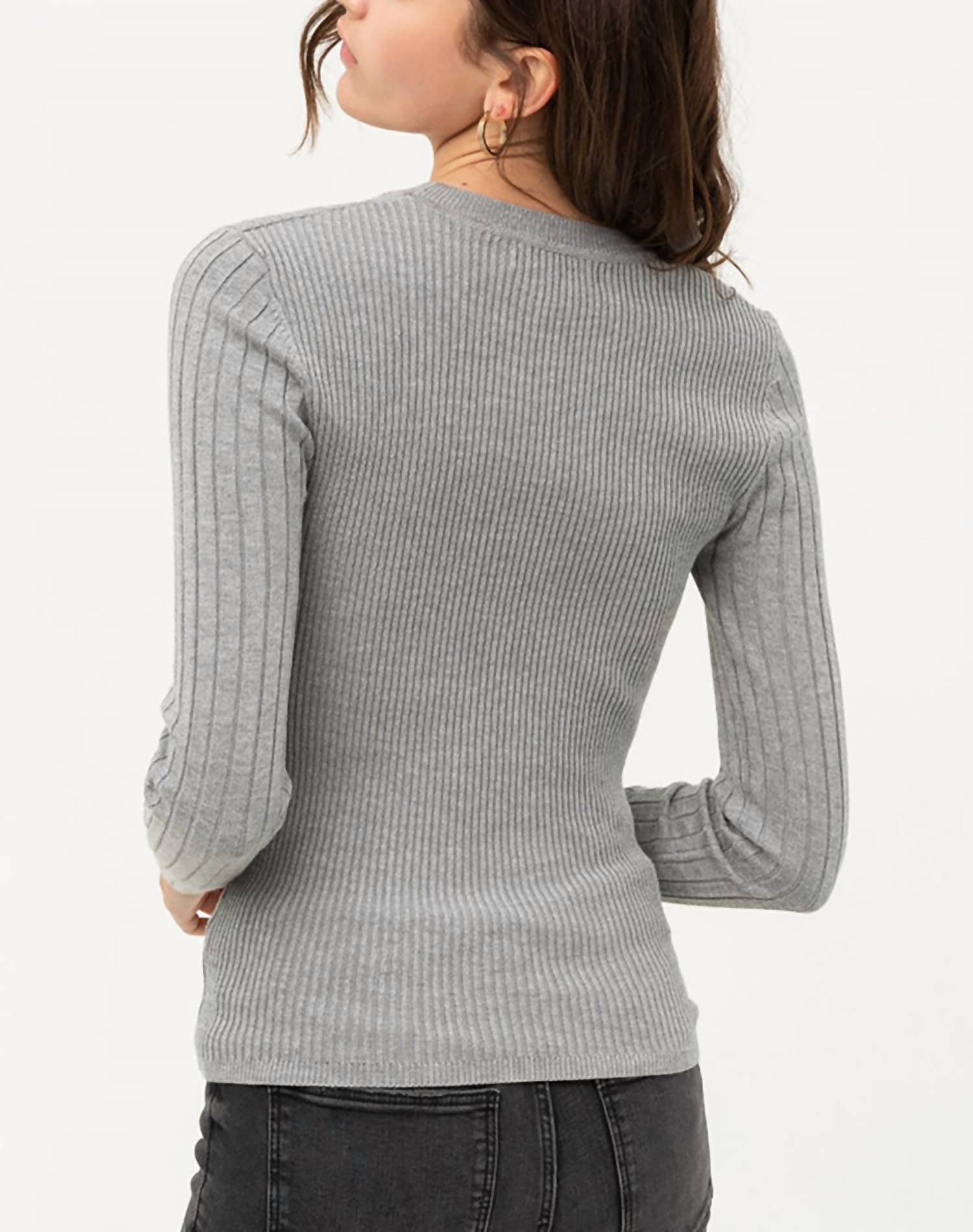 Vine & Love - Genevieve Long Sleeve Cable Knit Sweater - clothing - crew - grey